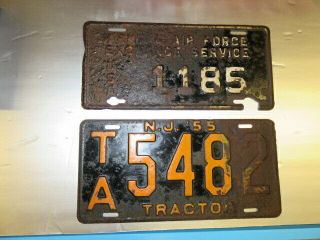 Us Army & Air Force Exchange Service Aes License Plate Usaf Nj Tractor 1955