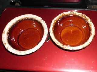 Hull Brown Drip Oven Proof Usa Set Of 2 Cereal Soup Bowls Vintage