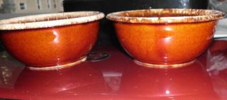 Hull Brown Drip Oven Proof USA Set of 2 Cereal Soup Bowls Vintage 2
