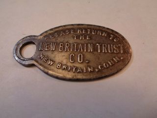 Vtg Please Return To The Britain Trust Co.  Key Fob Tag Bank Advertisement