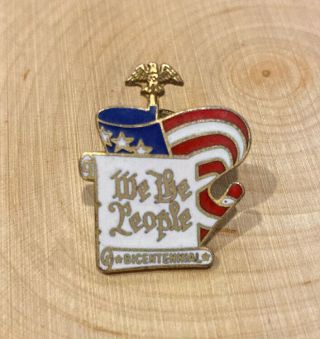 Dar We The People Pin With Eagle Flag Bicentennial Brooch 1991 Vintage