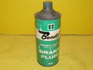 Vintage Bendix Brake Fluid Can 32 Fl Oz Heavy Duty Brake Fluid Metal Sign Empty