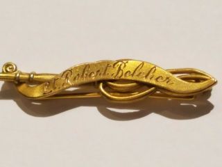 Daughters Of The American Revolution Banner Pin,  Lt.  Robert Belcher,  Gold Filled