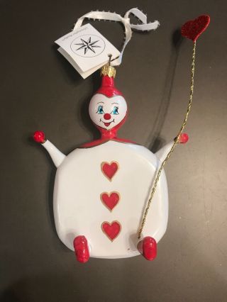 Christopher Radko What A Card Clown Heart Christmas Ornament Tag 3 Of Hearts
