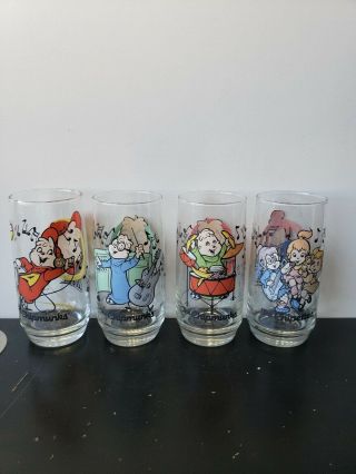 Alvin And The Chipmunks & The Chipettes Set Of 4 Drinking Glass 1985