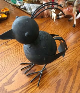 Rustic Bird Raven Metal Art Sculpture Yard Decor Statue Raven Halloween Props