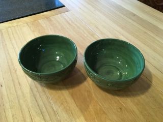 Fitz & Floyd Ricamo Bowls 5.  75 " X 3 " Green Set Of Two