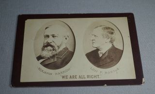 Orig.  1888 Benjamin Harrison / Morton We Are All Right President Cabinet Photo