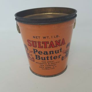 Vintage Sultana Peanut Butter Tin Litho Pail - The Great Atlantic Tea Company