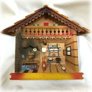 1957 Italian Alps Hand Carved Wood Diorama 3d Shadow Box Chalet Primitive
