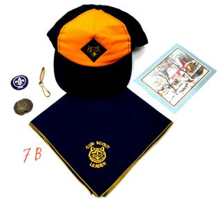 Cub Scout Adult M/f Set - Hat Xl - Neckerchief /scarf Slide Tabs Patch - Boy Scouts - 7b