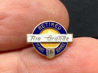 Rio Grande Railroad 1/10 10k Gold Retired 16 Years Of Service Award Pin.  Beauty.