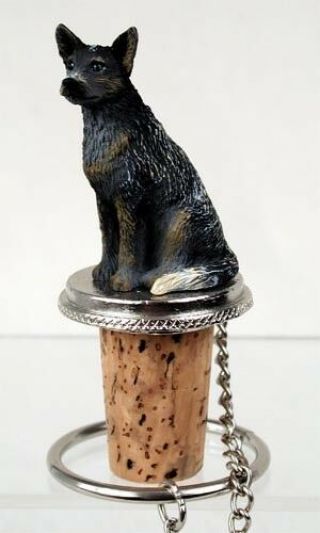 Australian Cattle Dog Blue Dog Hand Painted Resin Figurine Wine Bottle Stopper