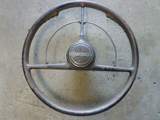 1940 Chevy Deluxe Special Steering Wheel And Horn Ring & Button Vintage