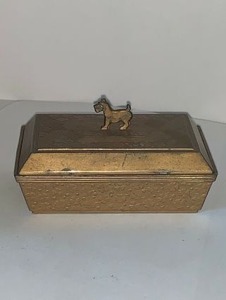 Vintage Silver Platedtrinket Box Occupied Japan Scottie Dog Scottish Terrier Dog