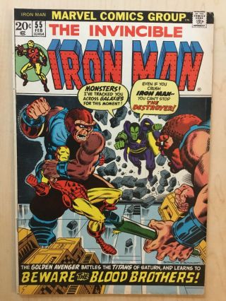 Invincible Iron Man 55 1973 First Appearance Thanos & Drax F/vf Beauty
