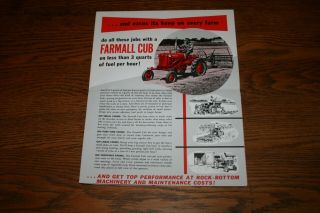1950 International Harvester Farmall Cub Advertising Sales Brochure Poster