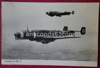 German Ww2 Era Postcard Photocard Luftwaffe Junkers Ju 86 K Airplanes