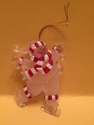 Ice Skating Snowman With Red & White Scarf Christmas Tree Ornament