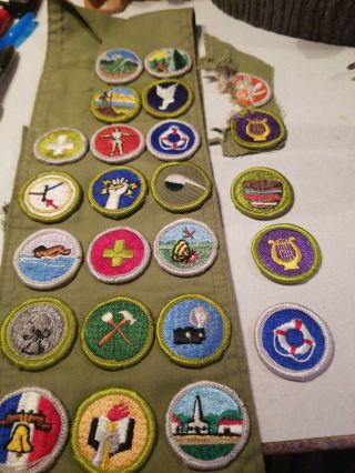 Vintage Boy Scout Sash With 22 Merit Badges,  1