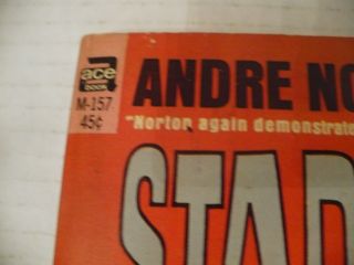 STAR GATE BY ANDRE NORTON - ACE M - 157 - LATE 1960 ' s SF PB ED - DRIED WATER BTTM EDGE 3