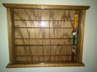 Hand Crafted Oak Pez Dispenser Display Case Holds 30 Pez Dispensers