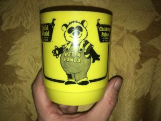 Vintage Peter Panda Child World Childrens Palace Bear Cup Mug 80s Plastic Yellow