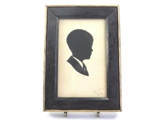 Antique Early 20th Century Paper Cut Silhouette Portrait Miniature Young Boy