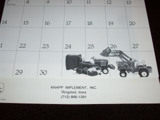 1985 John Deere Consumer Products Calendar Ringsted Iowa Tools Clothes Tractors