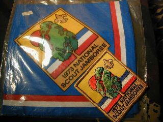 1973 Bsa Boy Scout National Jamboree Neckerchief & Participant Pocket Patch
