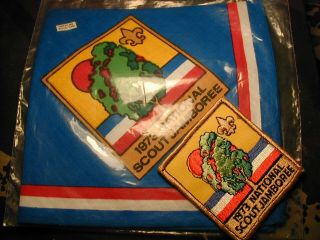 1973 BSA Boy Scout National Jamboree Neckerchief & Participant Pocket Patch 2