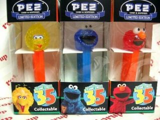 Pez Set Of 3 Crystal Sesame Street 35th Anniversary Edition Still In Boxes 2003