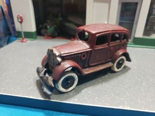 Antique Vintage Style Cast Iron Red Sedan Toy Car Car