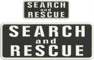 Search And Rescue Embroidery Patches 4x10 And 2x5 With Hook On Back White