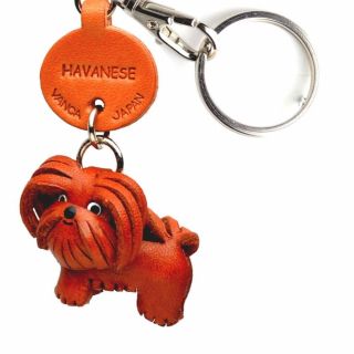 Havanese Handmade 3d Leather Dog Keychain Vanca Keyring Made In Japan 56782