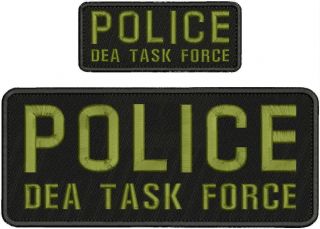 Police Dea Task Force Embridery Patch 4x10 And 2x5 Hook On Back Black/od