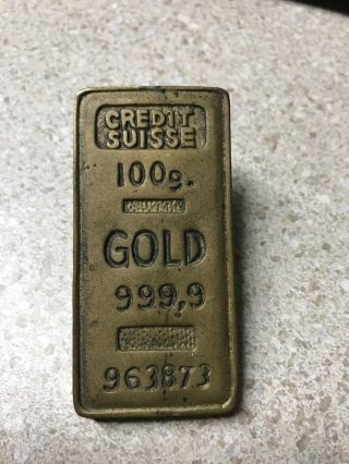 Vintage Credit Suisse Advertising Brass Paper Clip 100g Unreal Gold