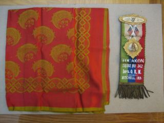 Vintage Historical Order Of Red Men Badge Ribbon