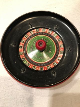 Vintage Louis Marx Spin - Er - Ette Roulette Wheel Tin Toy Game Casino Spinner