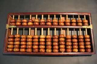 Vintage Lotus - Flower Brand Abacus 13 Rods 11 Wood 2 Metal 91 Beads Prc China