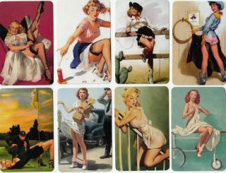 9 Swap Playing Cards Modern Blank Back Pin Up Lady Girl Ladies A