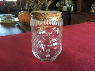 Vintage Clear Glass Snowman Jar With Cork Lid / Hat Christmas Frosty The Snowman