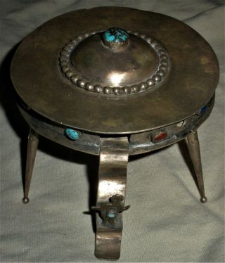 Vintage Navajo Solid Sterling Silver Turquoise & Other Stones Ufo Model Vafo