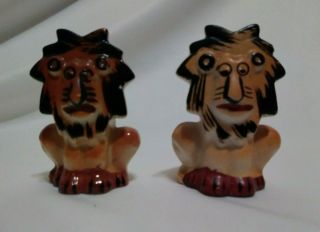 Vintage Anthropomorphic Lion Salt And Pepper Shakers Made In Japan