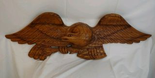 Vintage Folk Art Wood Hand Carved Bellamy Federal Style American Eagle 47 " Wow