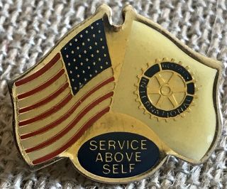 Vintage Rotary Club Service Above Self Flag Pin