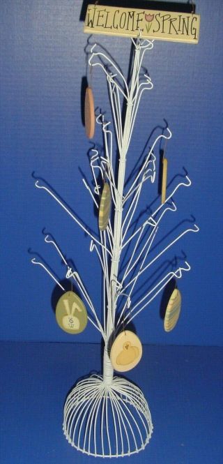 24 " White Wire Easter Tree With Egg Ornaments Birthdays Baby Shower Wedding