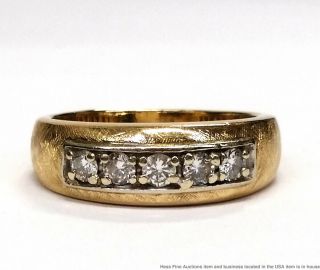 14k Yellow Gold Approx 0.  30ctw Fine Diamond Mens Vintage Band Ring Size 9
