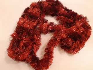 10ft Red 1/2 Wide Tinsel Garland Vintage Style Christmas Feather Trees