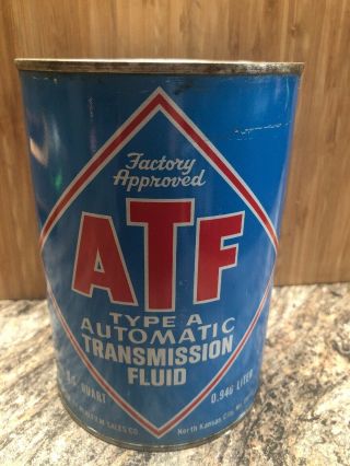 Vintage Atf Type A Automatic Transmission Fluid 1 Quart Tin Can Full